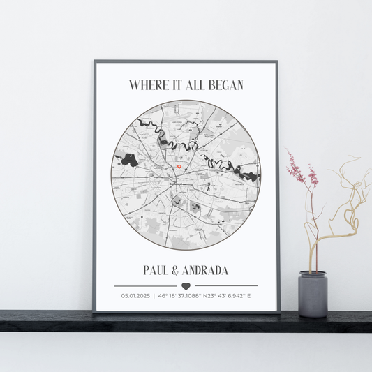 Tablou Personalizat Harta Unde Ne-am Cunoscut